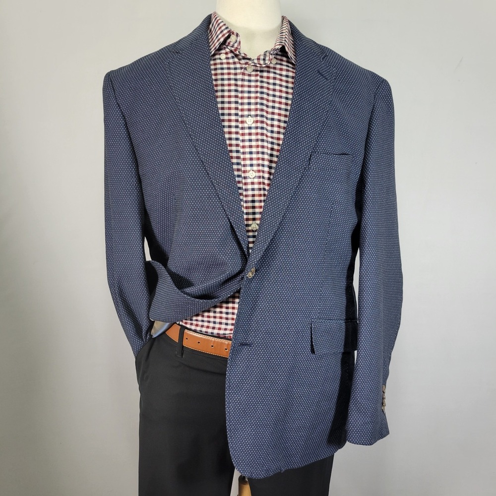 Joseph Abboud Men's Sport Coat Blazer Two Button Navy Polka Dots Size XXL‎